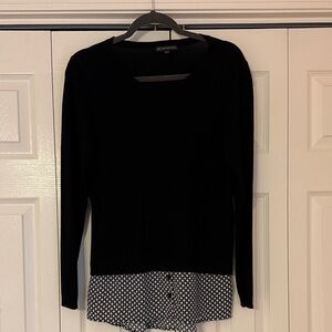 Adrianna Papell Black Top with Polka Dot Detail